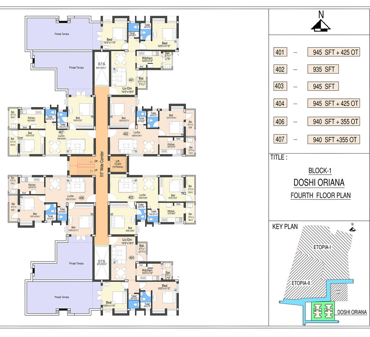 Block 1 - (FOURTH FLOOR) Floor Plan