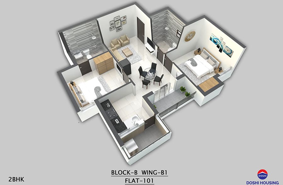 Isometric view Block B